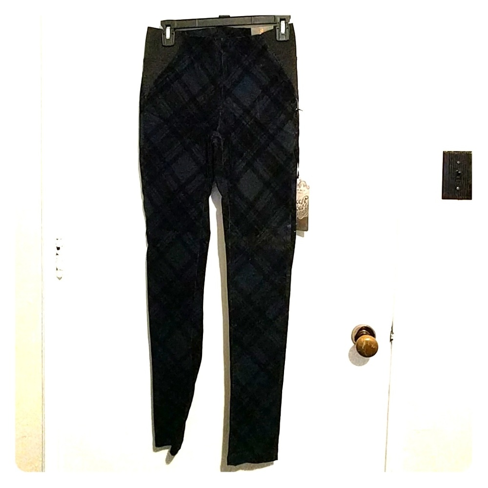 High waist plaid jeans